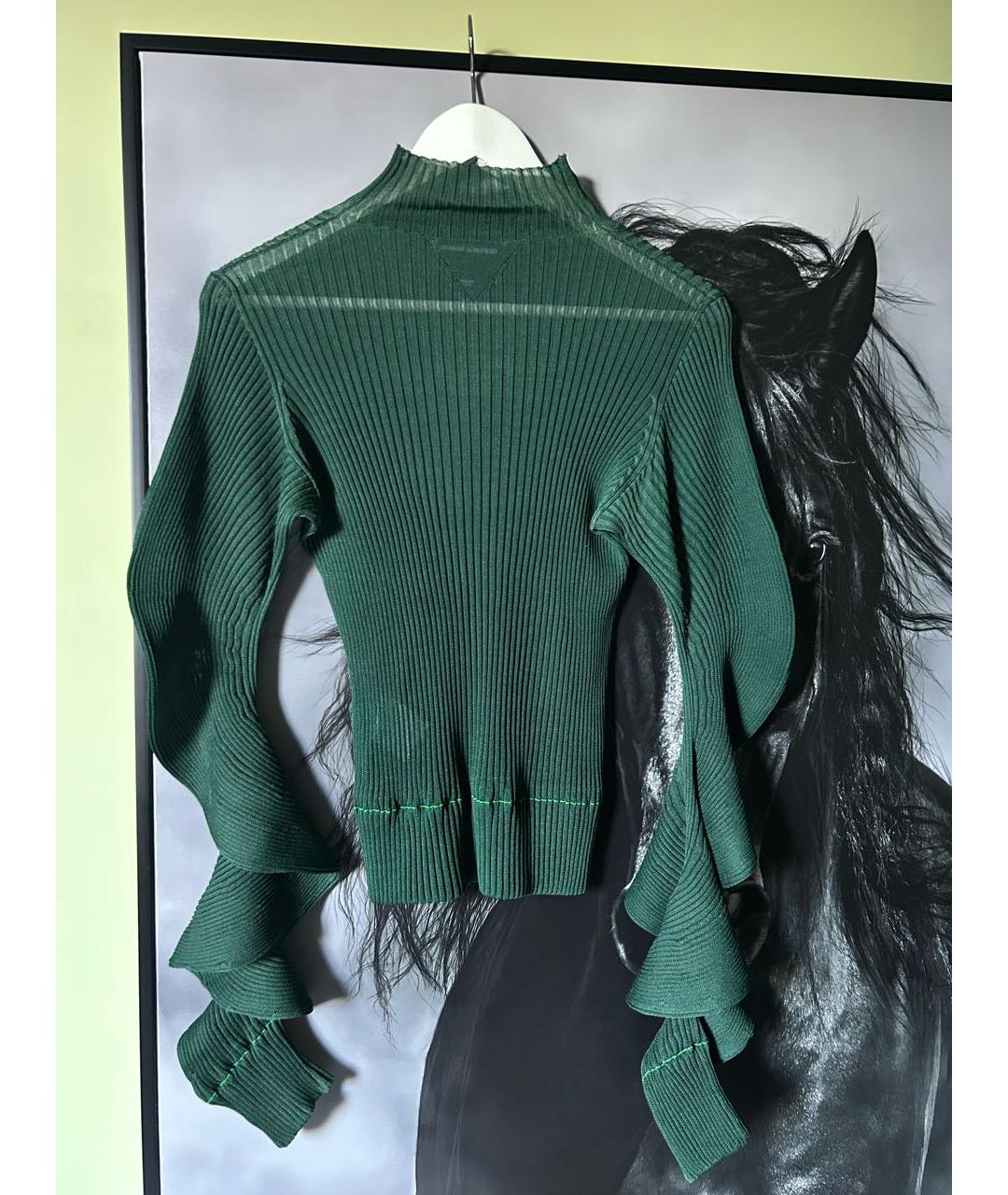 BOTTEGA VENETA Зеленая шелковая водолазка, фото 3