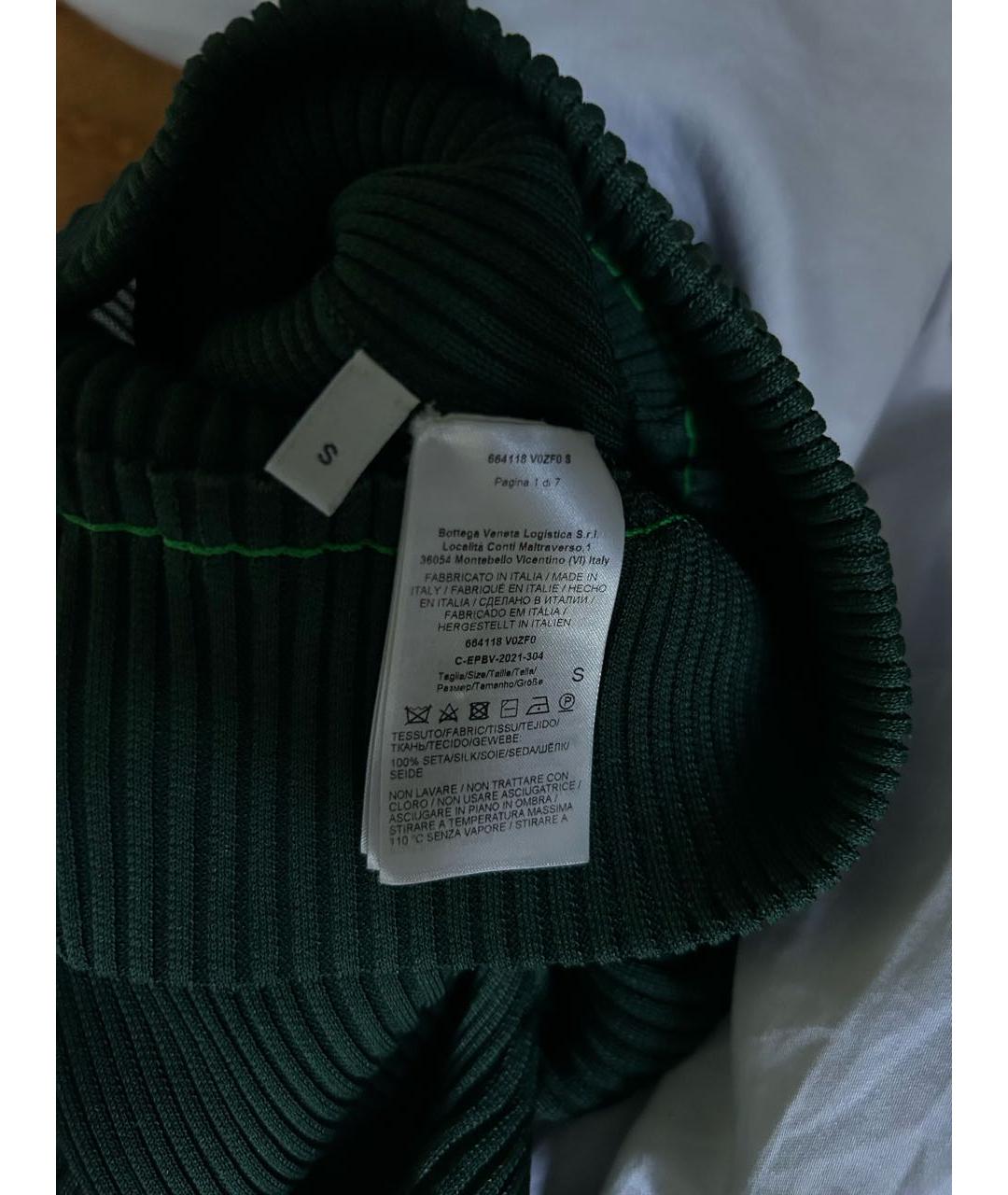 BOTTEGA VENETA Зеленая шелковая водолазка, фото 6