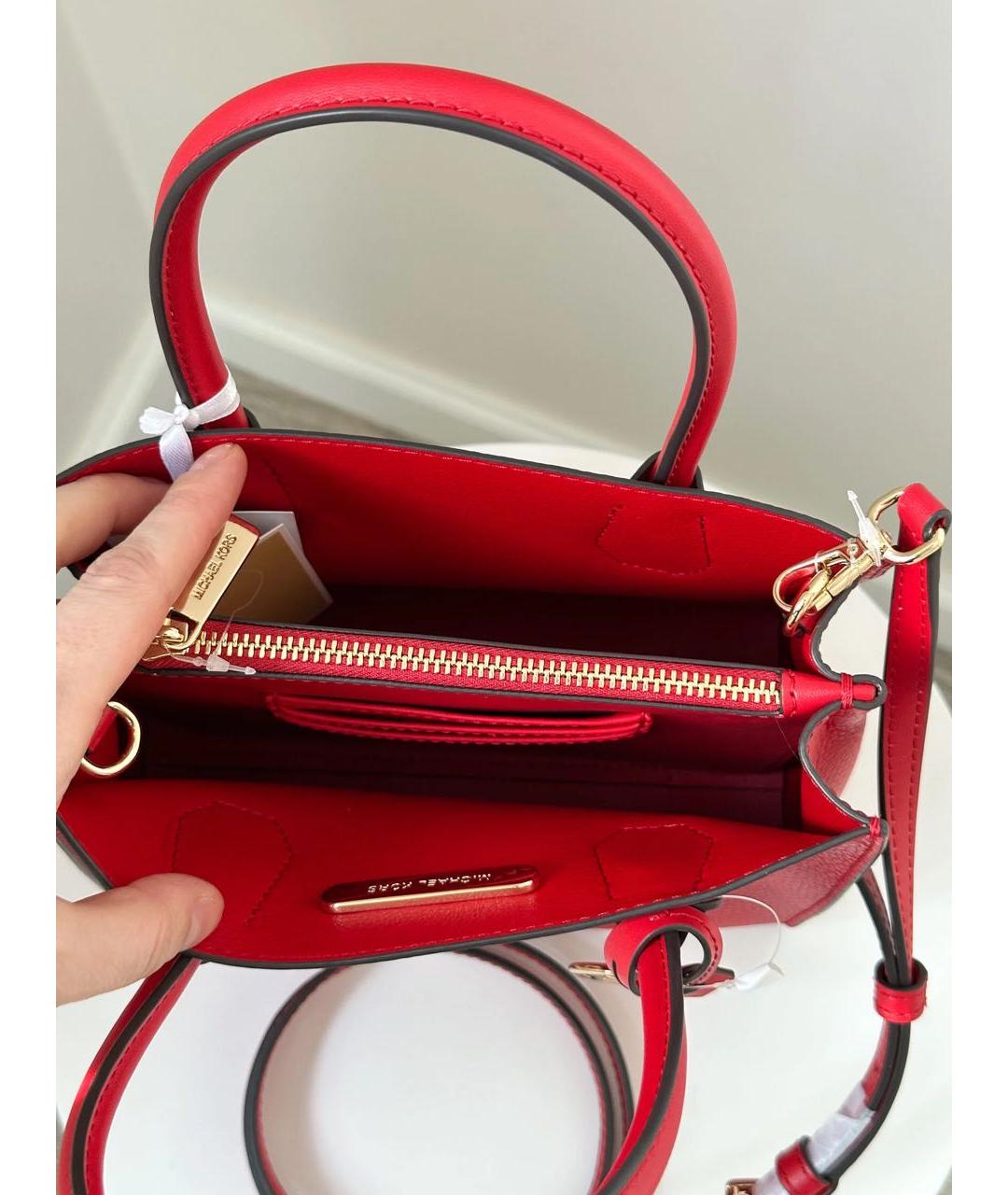 MICHAEL KORS Красная кожаная сумка с короткими ручками, фото 4