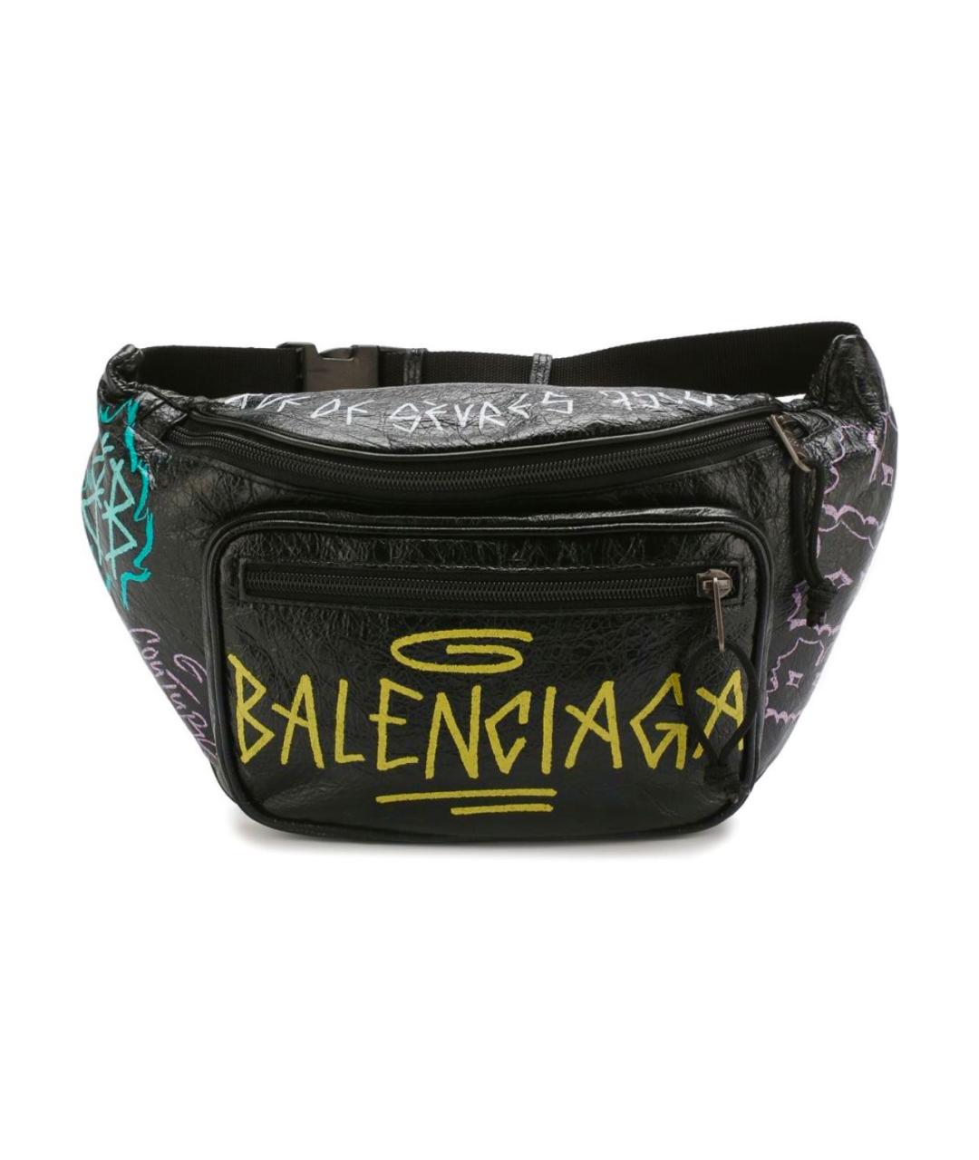 BALENCIAGA Черная кожаная поясная сумка, фото 8