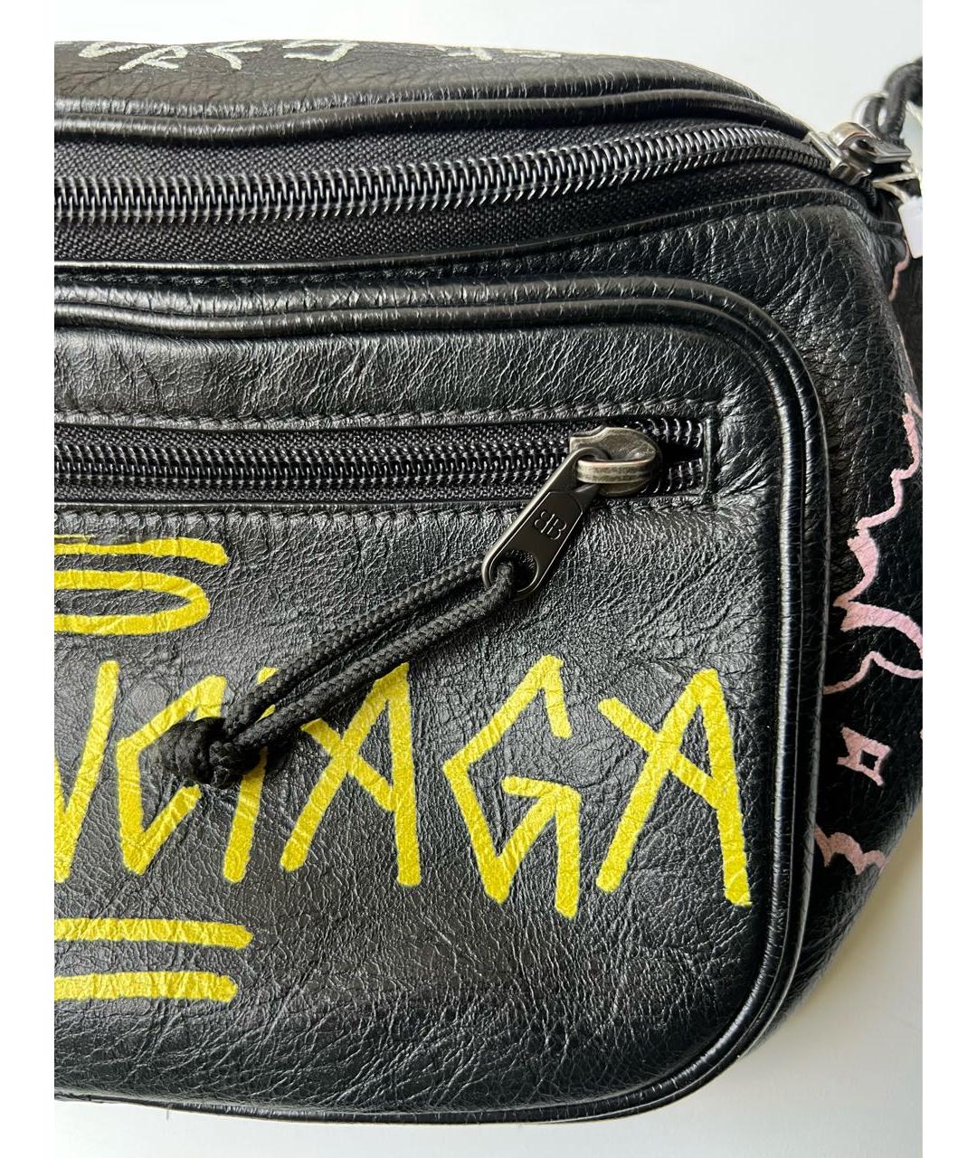 BALENCIAGA Черная кожаная поясная сумка, фото 5