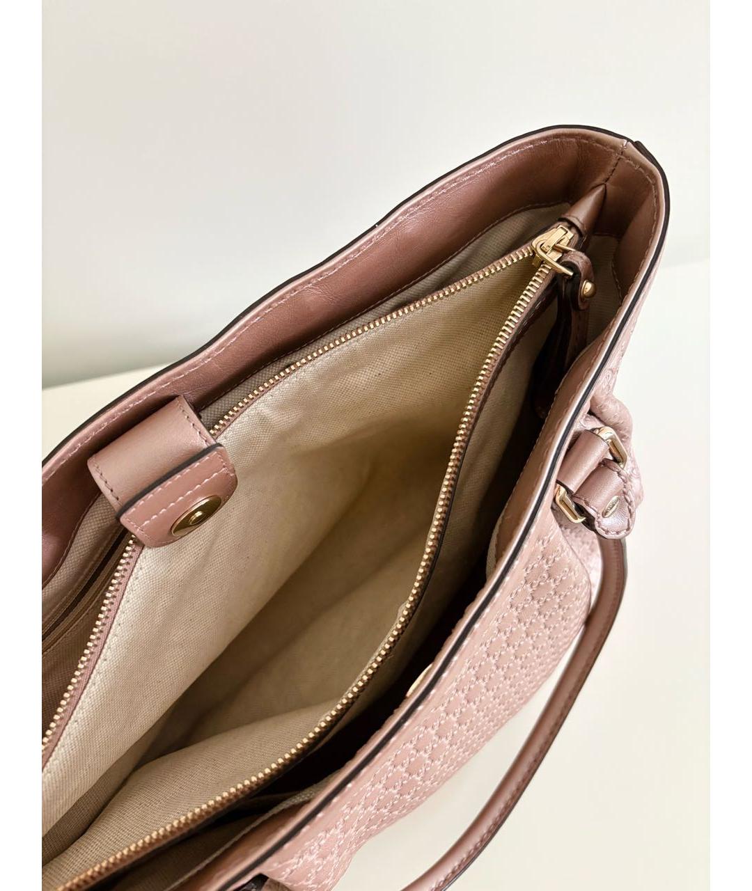 GUCCI Розовая кожаная сумка тоут, фото 4