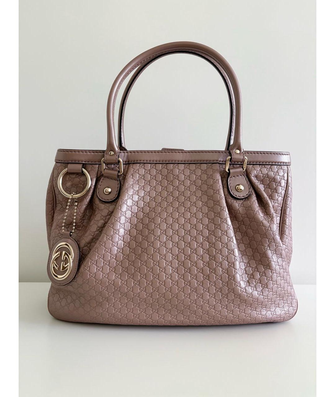 GUCCI Розовая кожаная сумка тоут, фото 9
