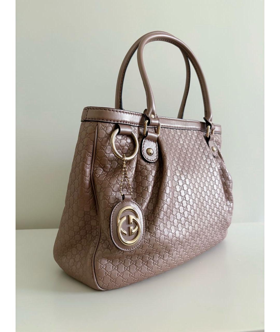 GUCCI Розовая кожаная сумка тоут, фото 2