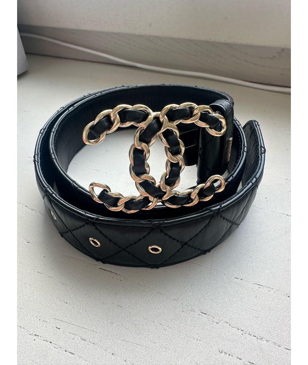 CHANEL Черный кожаный ремень, фото 7