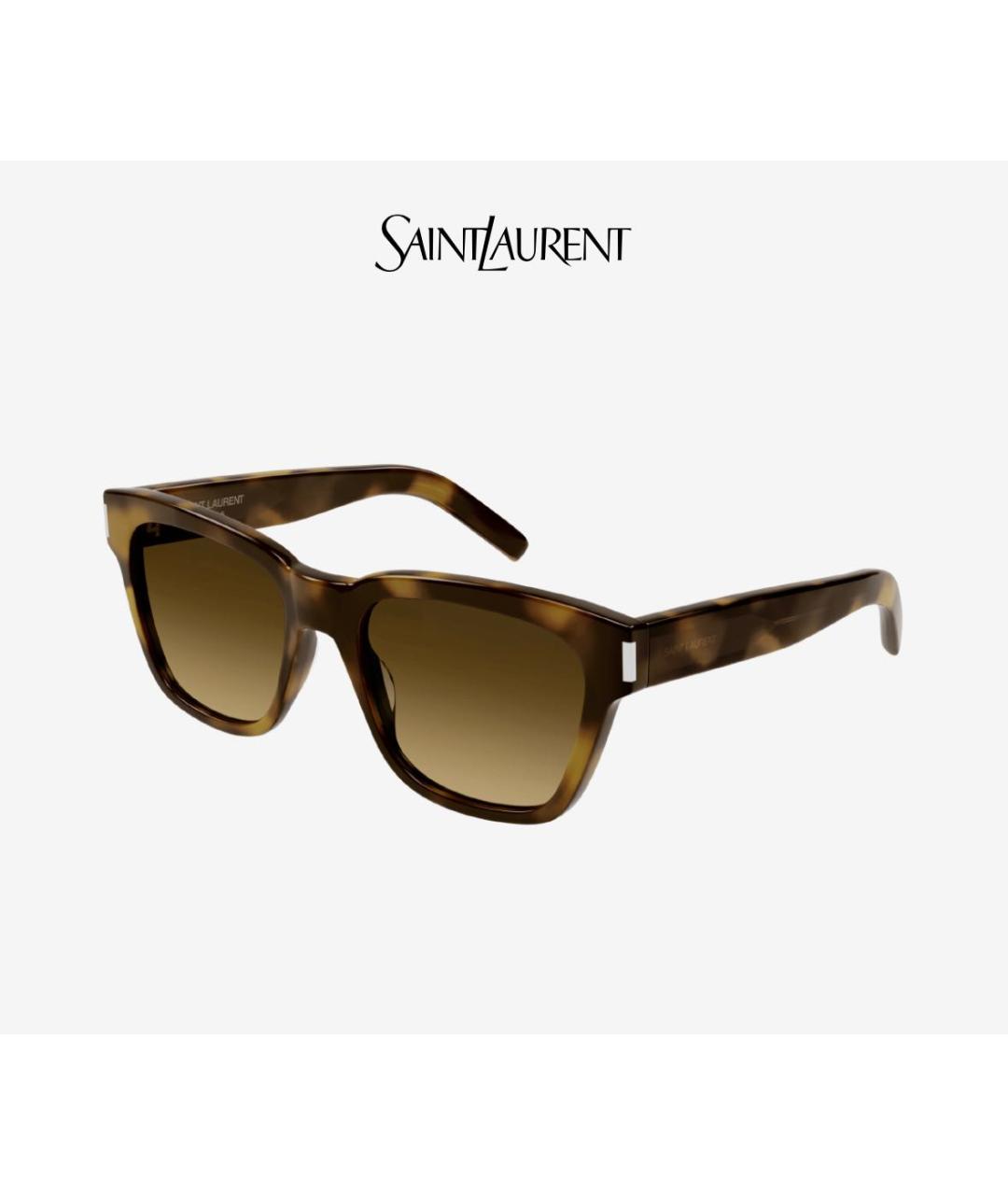 SAINT LAURENT Коричневые пластиковые солнцезащитные очки, фото 9