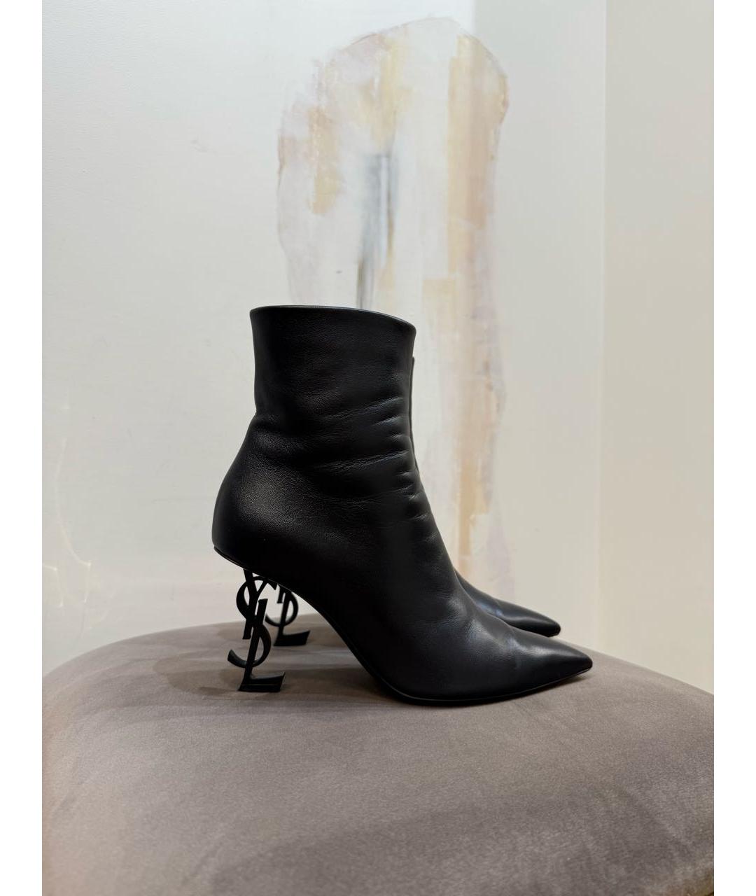 SAINT LAURENT Черные кожаные ботильоны, фото 2