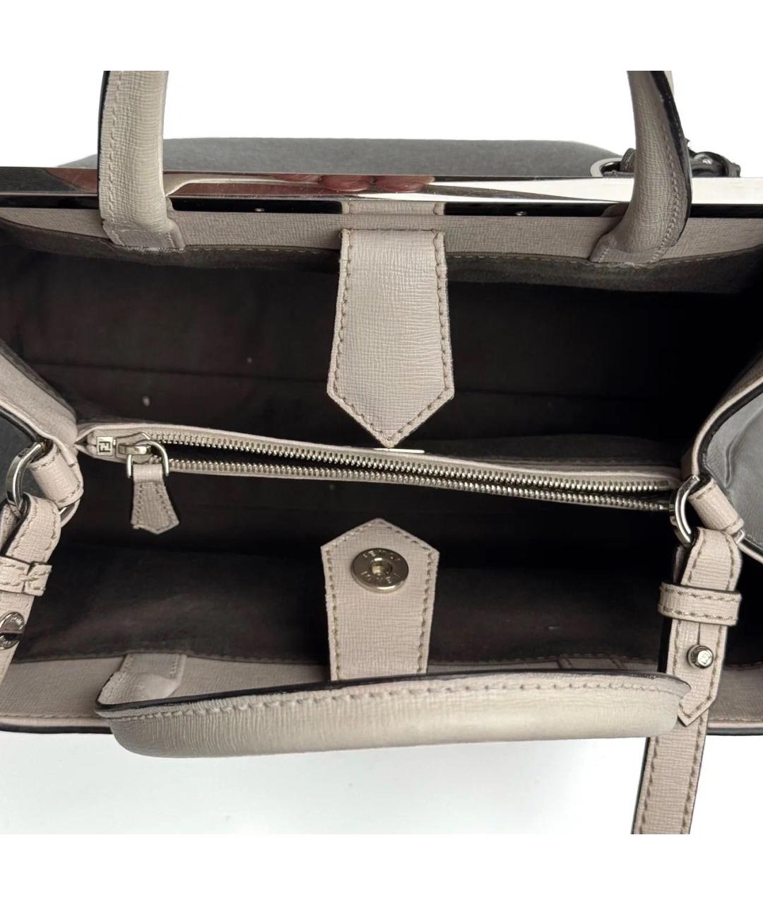 FENDI Серая кожаная сумка тоут, фото 8