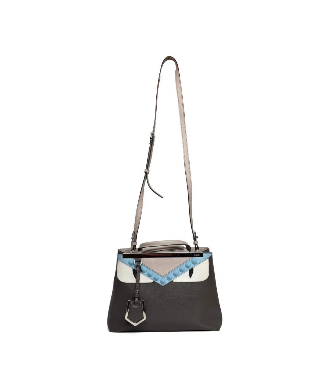 FENDI Серая кожаная сумка тоут, фото 4