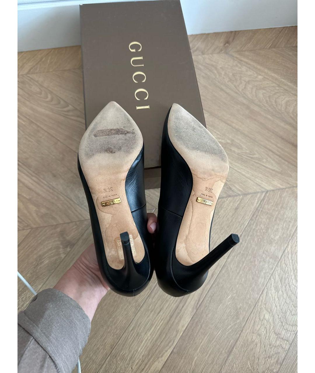 GUCCI Черные кожаные туфли, фото 6
