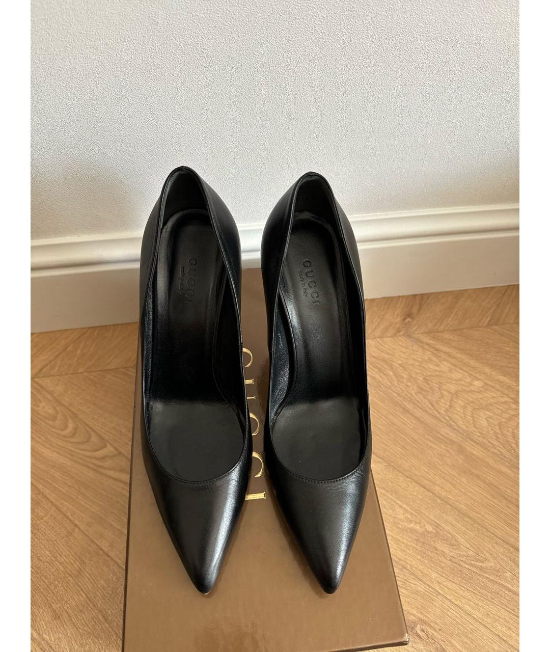 GUCCI Черные кожаные туфли, фото 3