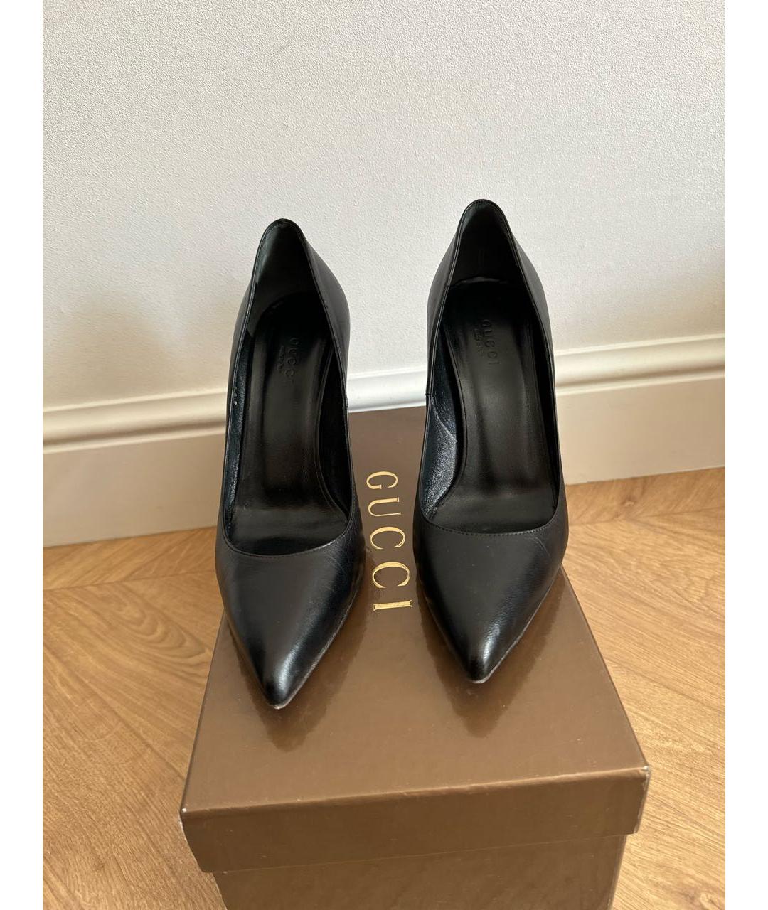 GUCCI Черные кожаные туфли, фото 2