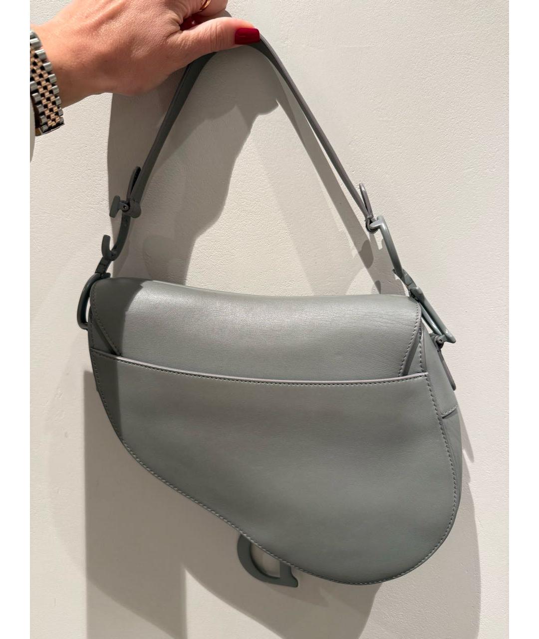 CHRISTIAN DIOR Серая кожаная сумка через плечо, фото 2