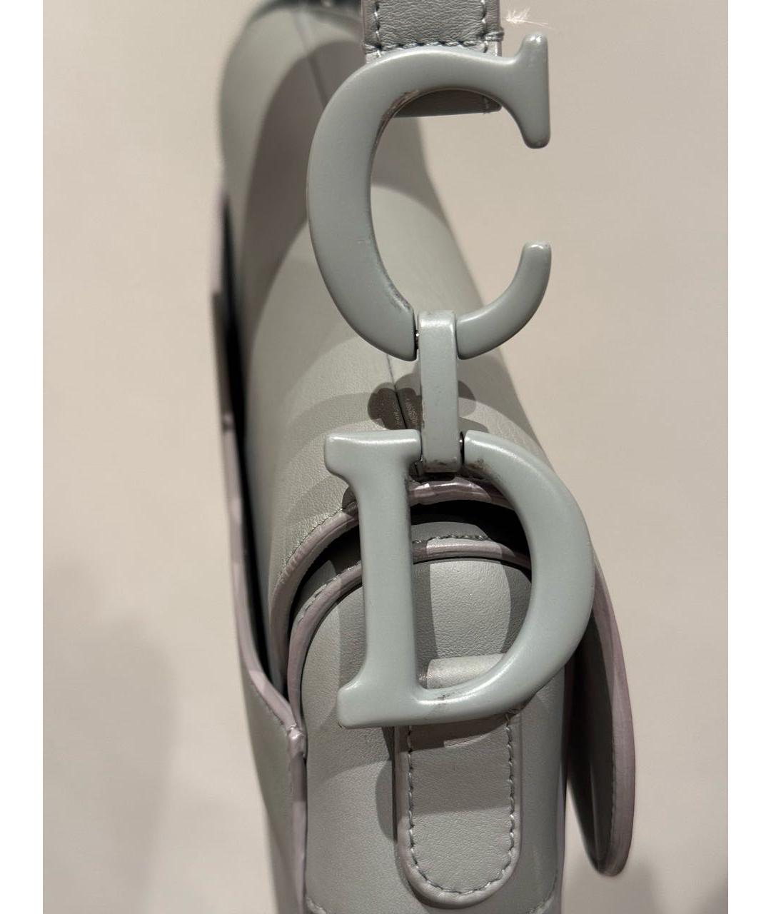 CHRISTIAN DIOR Серая кожаная сумка через плечо, фото 4