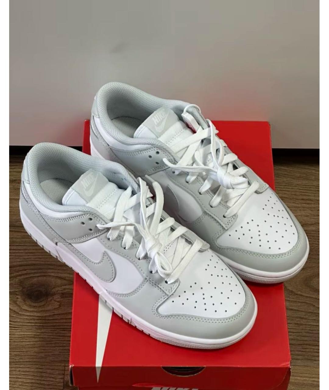 NIKE Серые кожаные низкие кроссовки / кеды, фото 5