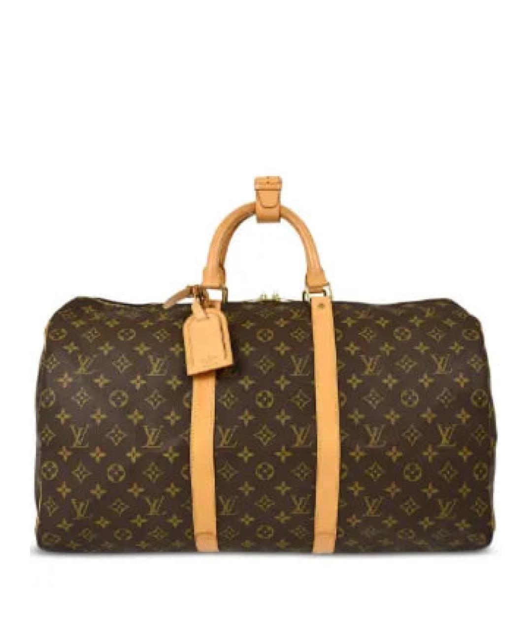 LOUIS VUITTON Коричневая кожаная дорожная/спортивная сумка, фото 4