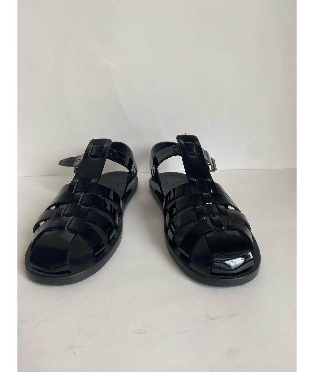 SAINT LAURENT Черные сандалии из лакированной кожи, фото 2