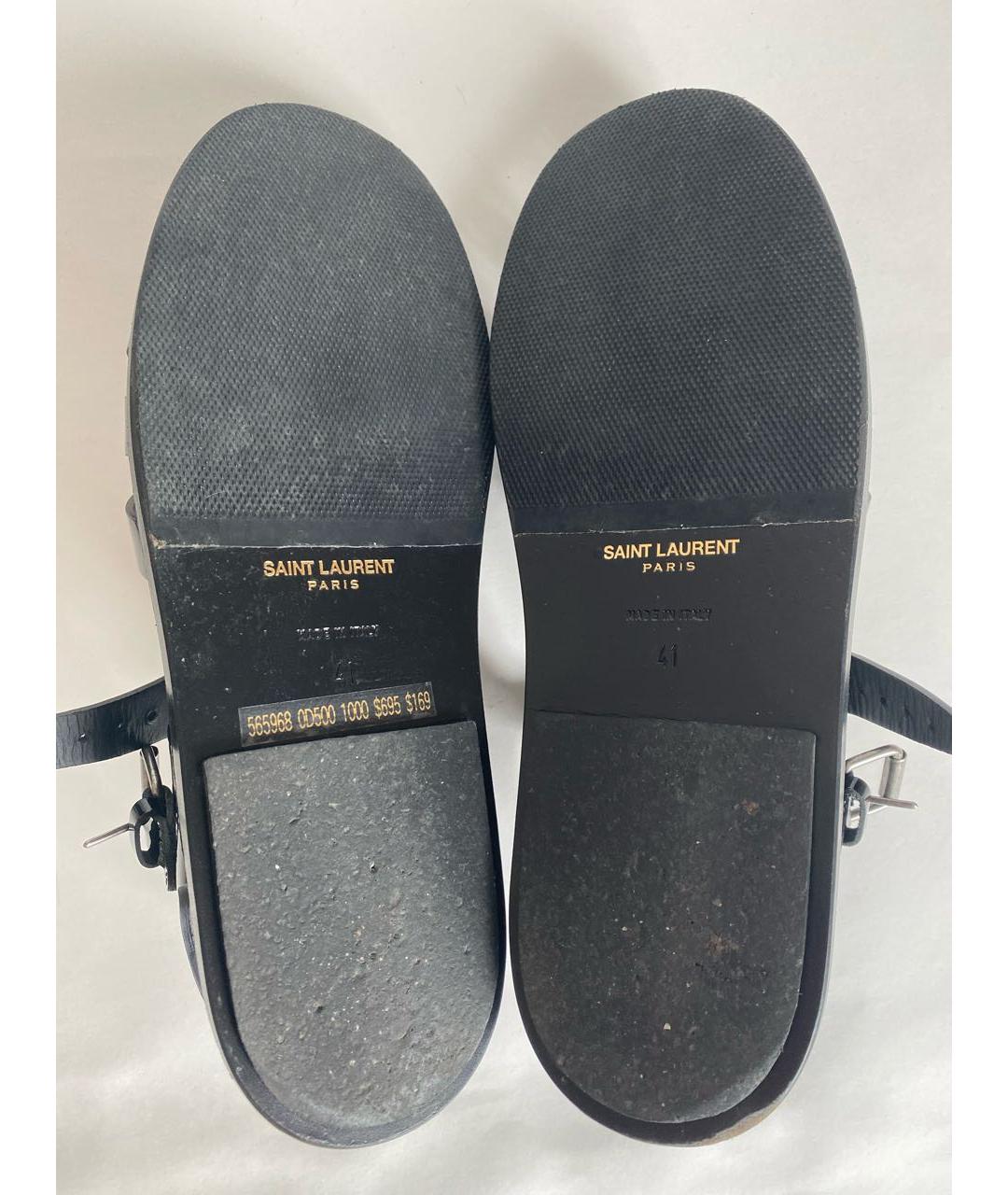 SAINT LAURENT Черные сандалии из лакированной кожи, фото 6