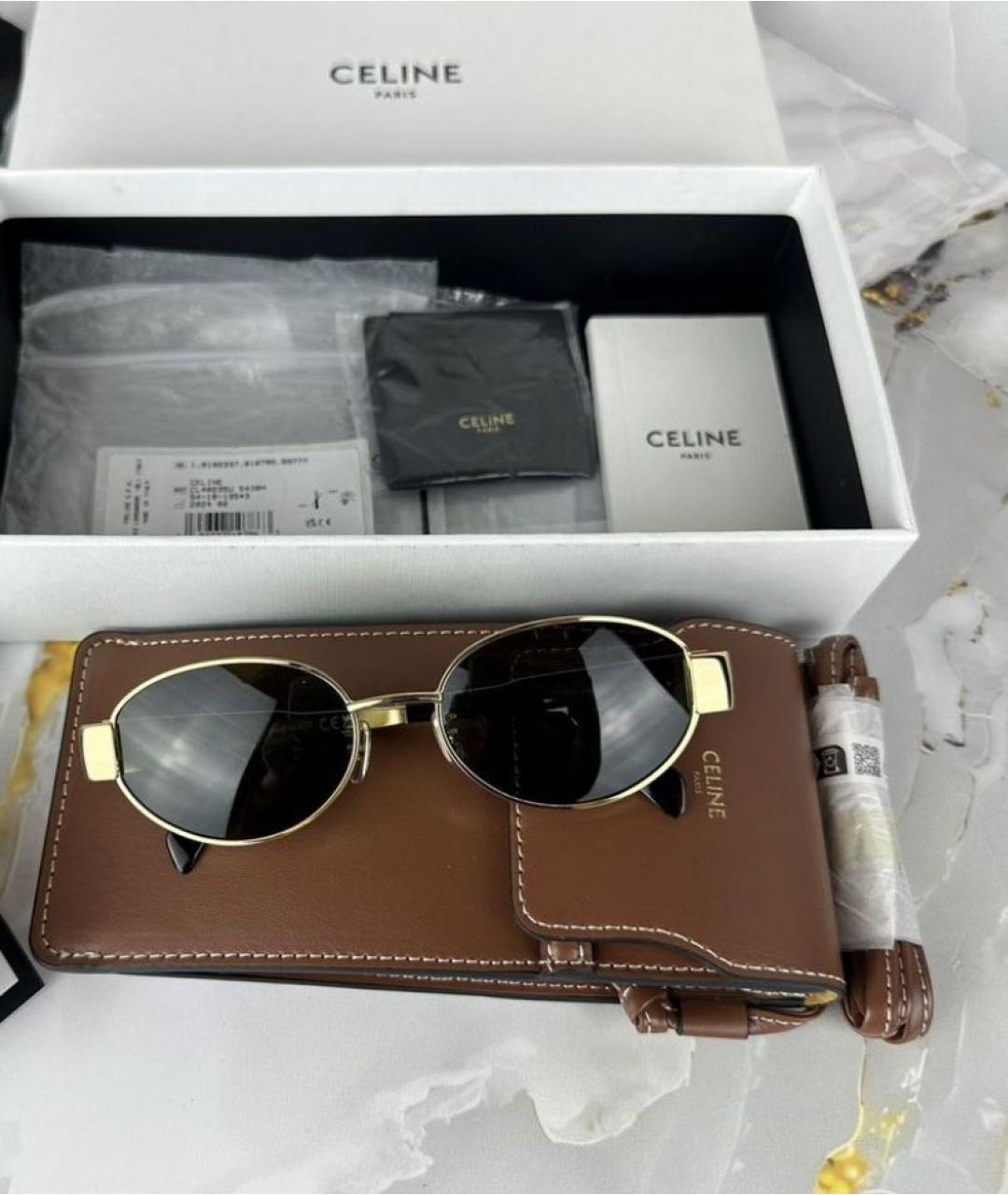 CELINE Золотые металлические солнцезащитные очки, фото 4