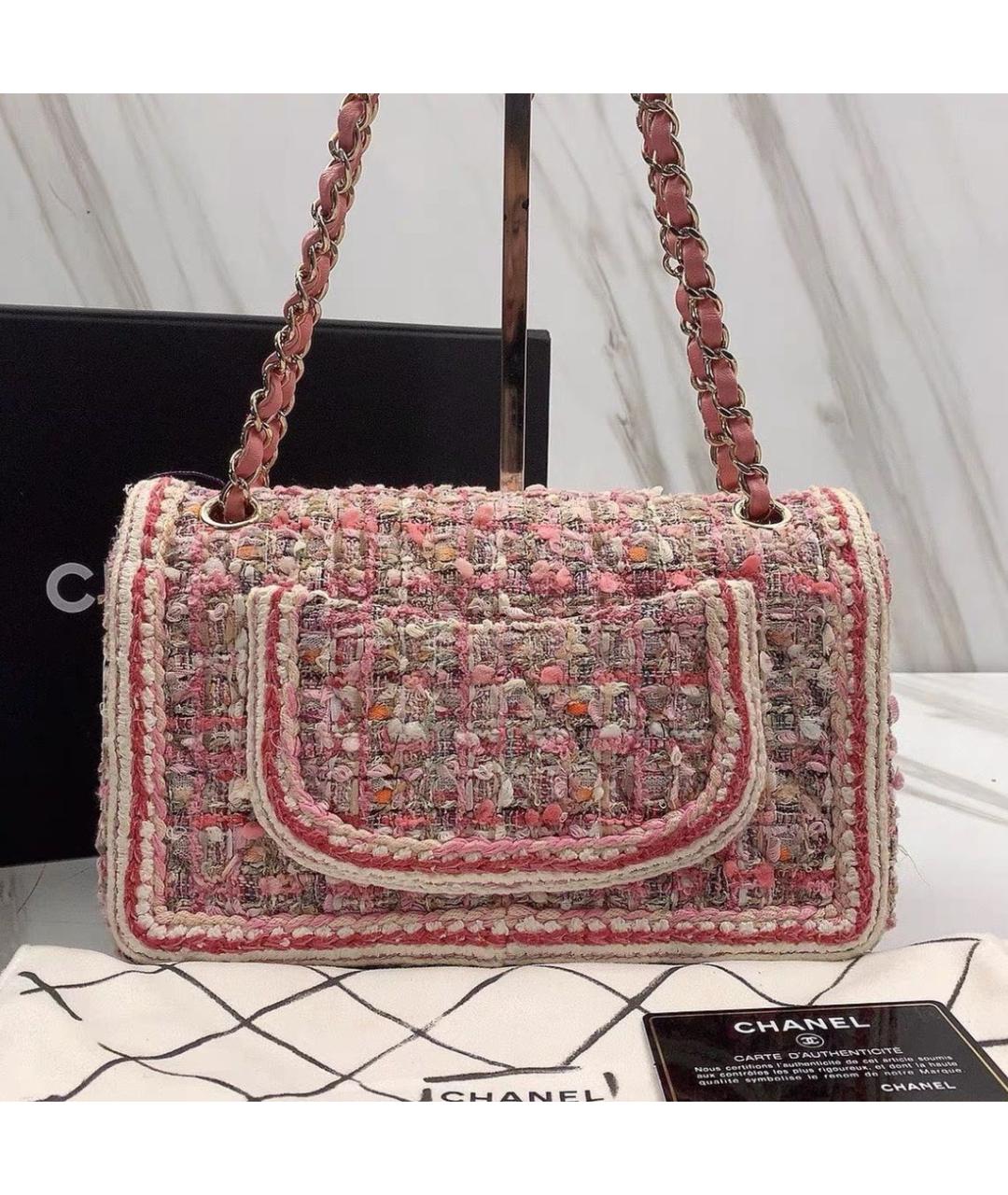 CHANEL Розовая твидовая сумка через плечо, фото 3