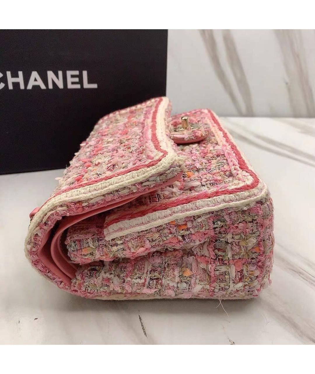 CHANEL Розовая твидовая сумка через плечо, фото 5