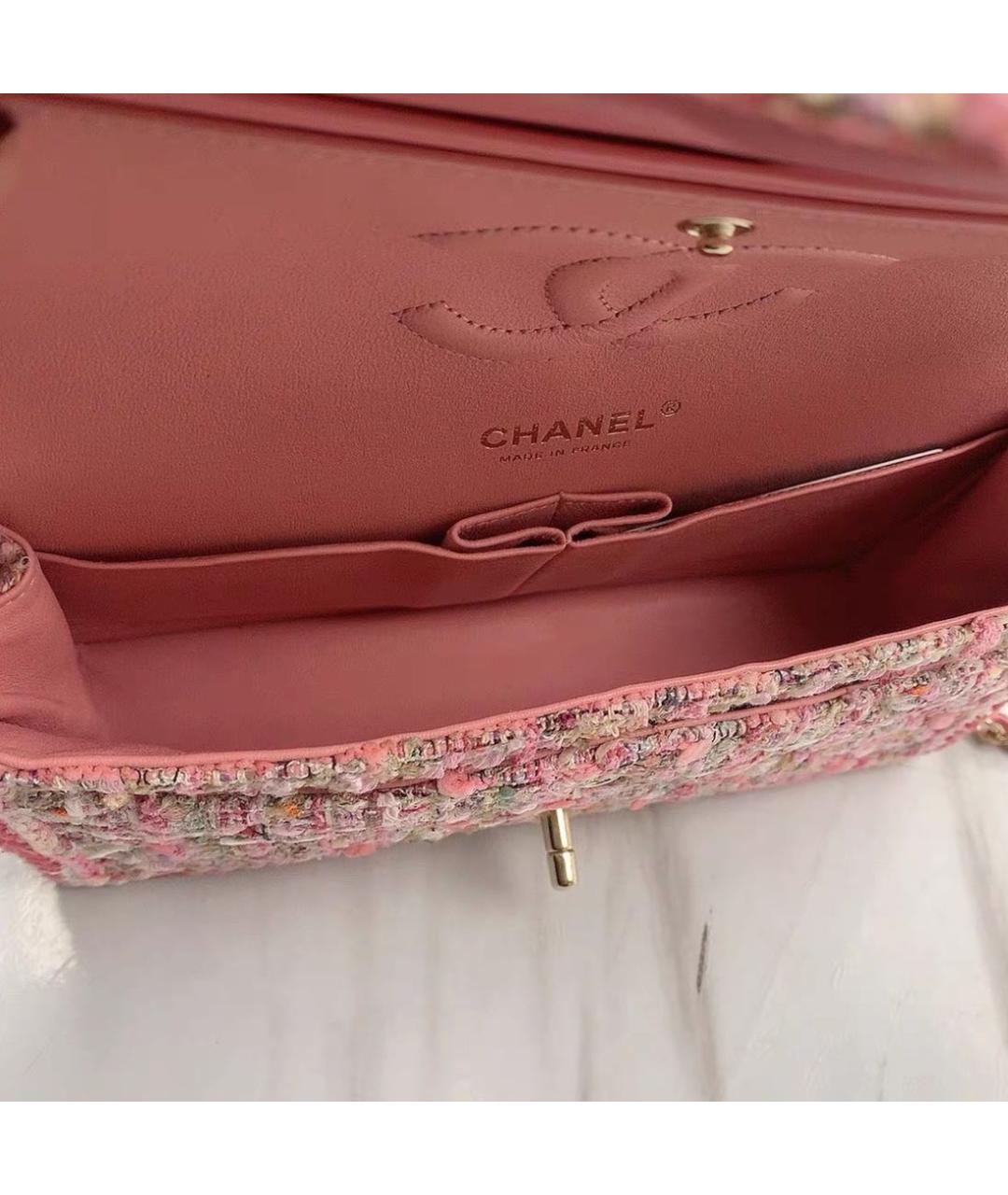 CHANEL Розовая твидовая сумка через плечо, фото 7