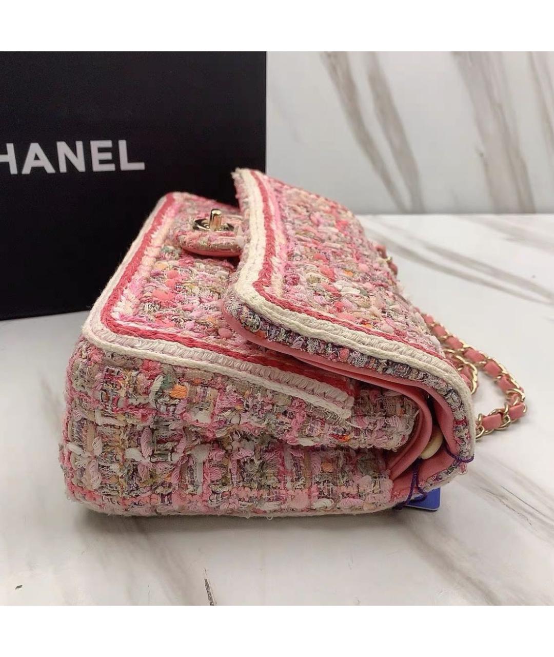 CHANEL Розовая твидовая сумка через плечо, фото 6