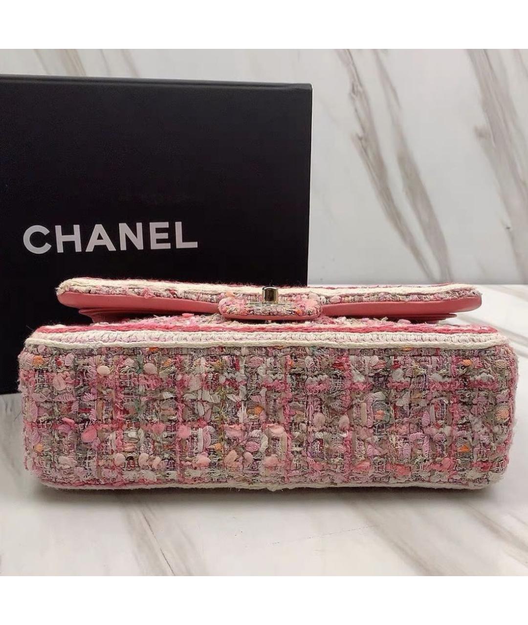 CHANEL Розовая твидовая сумка через плечо, фото 4