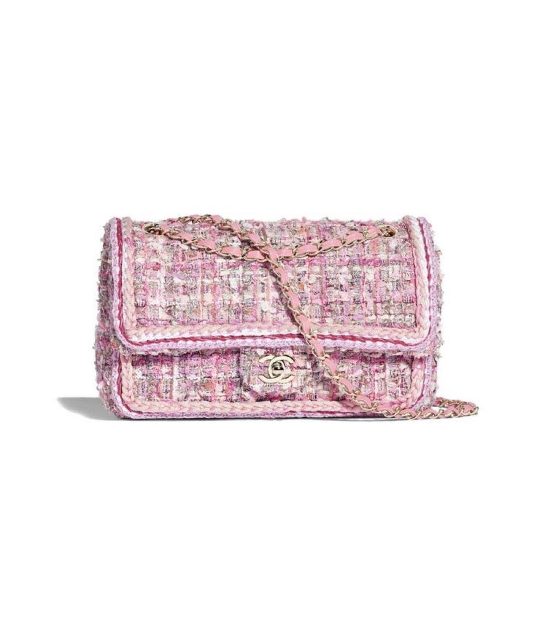 CHANEL Розовая твидовая сумка через плечо, фото 1