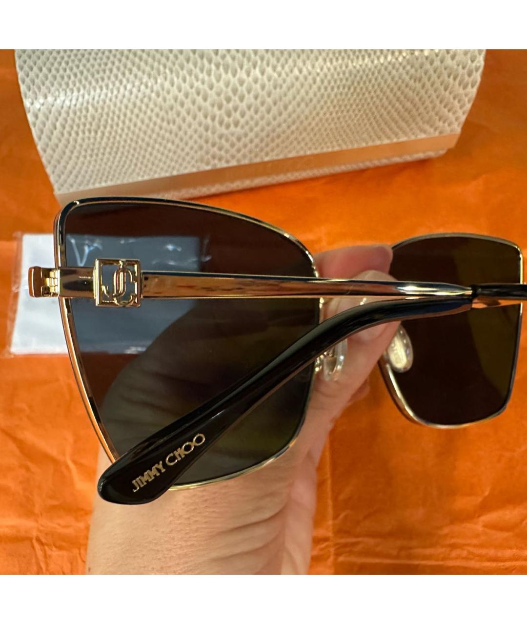 JIMMY CHOO Золотые металлические солнцезащитные очки, фото 4