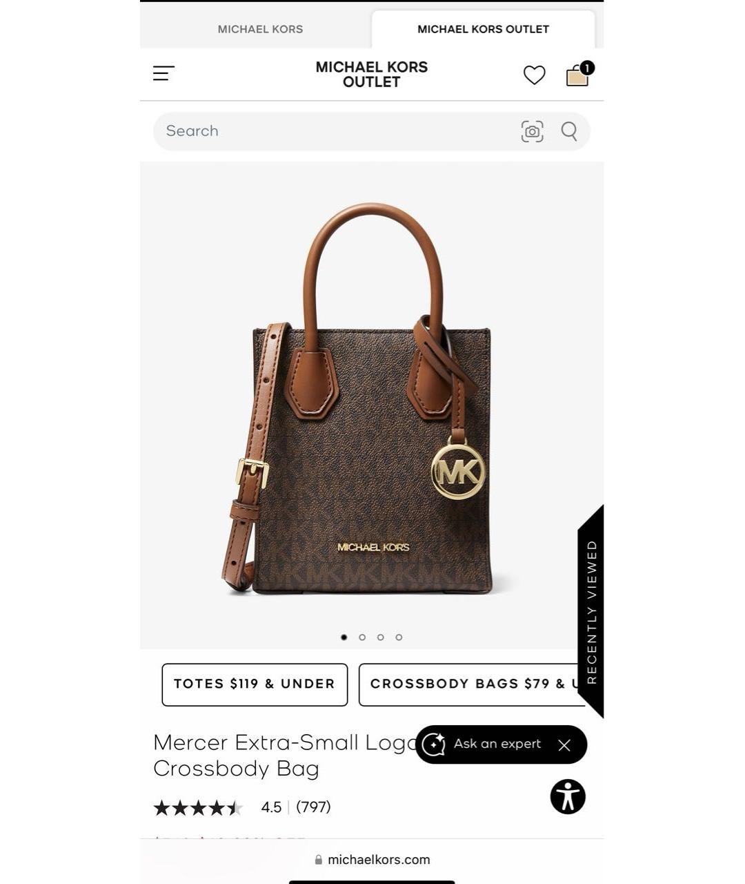 MICHAEL KORS Коричневая сумка через плечо, фото 6