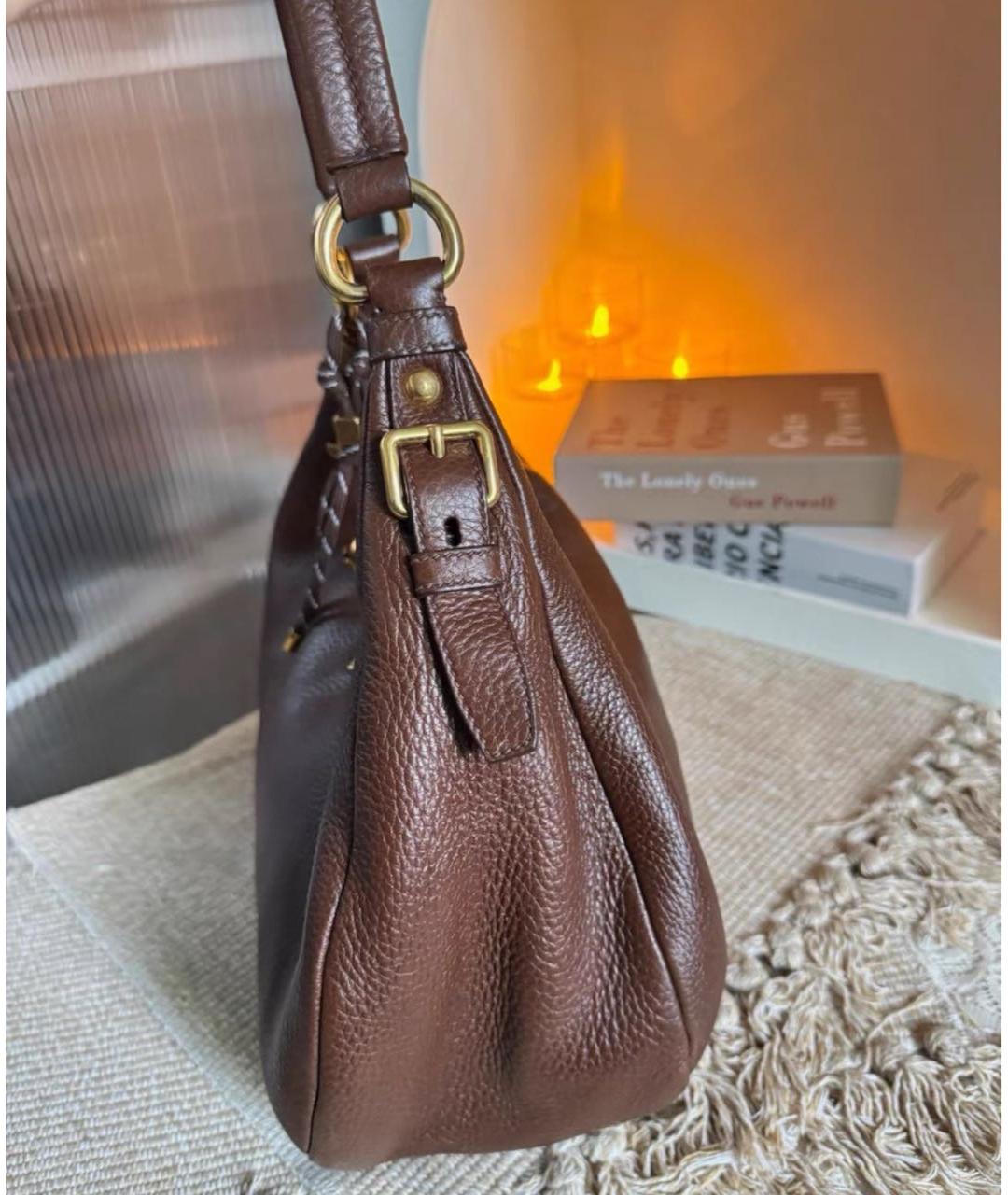 PRADA Коричневая кожаная сумка с короткими ручками, фото 6