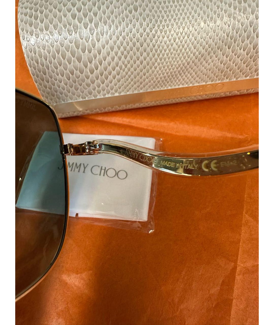 JIMMY CHOO Золотые металлические солнцезащитные очки, фото 6