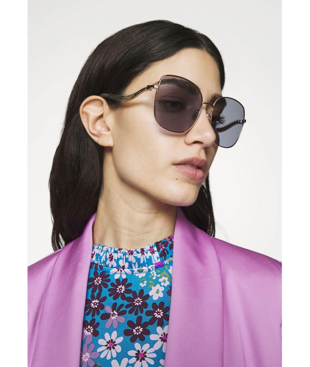JIMMY CHOO Золотые металлические солнцезащитные очки, фото 8