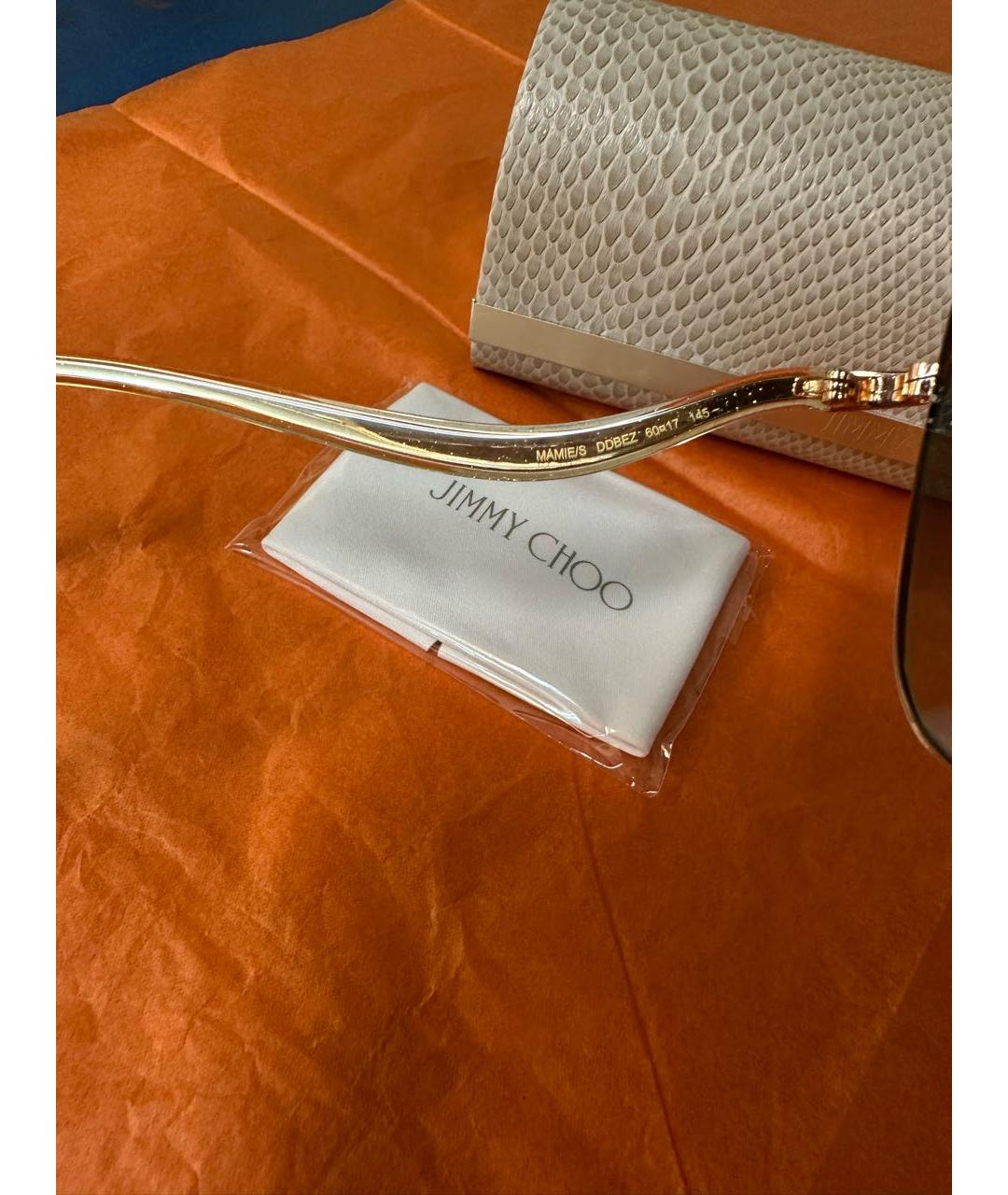 JIMMY CHOO Золотые металлические солнцезащитные очки, фото 5