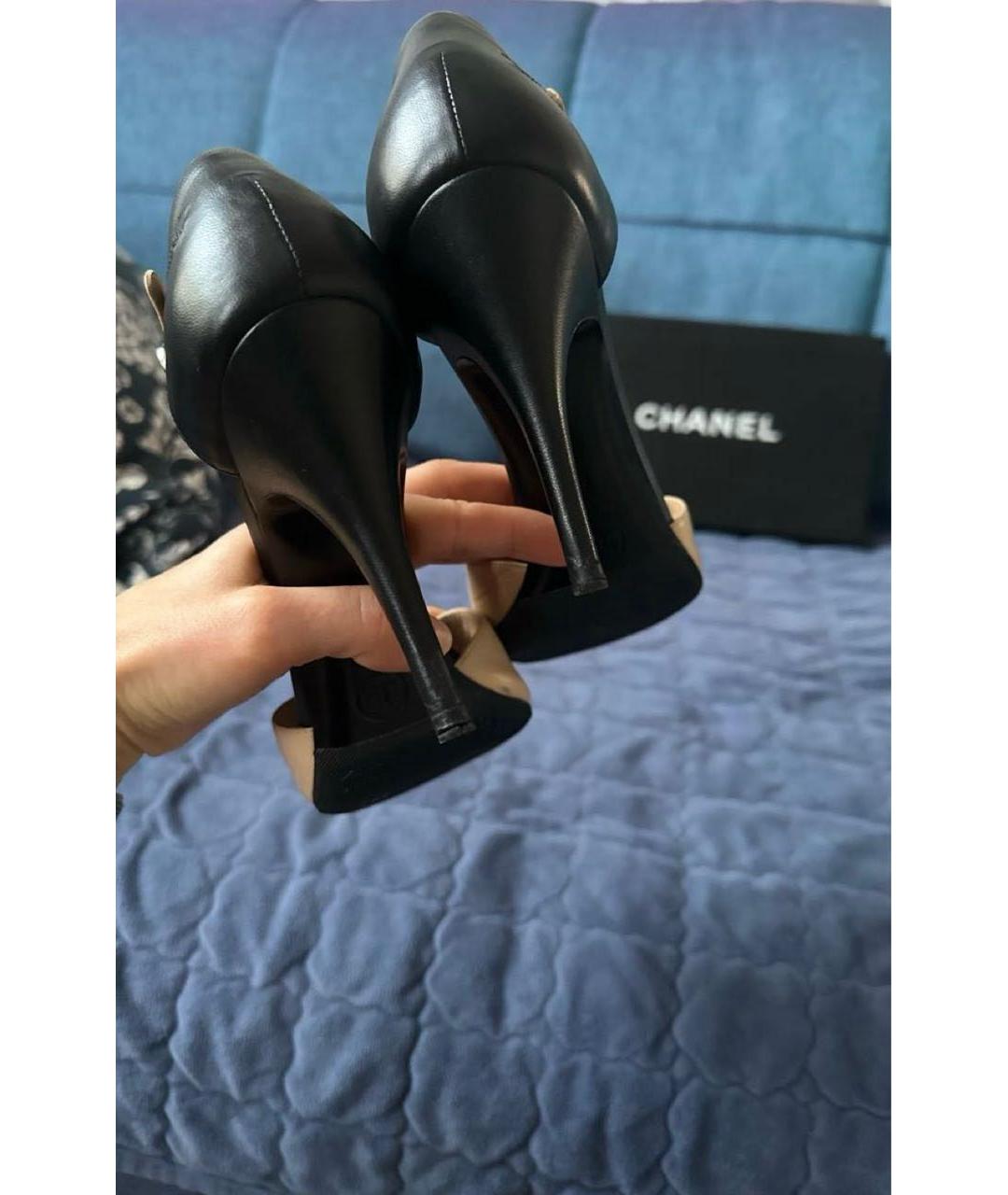 CHANEL Бежевые кожаные босоножки, фото 6