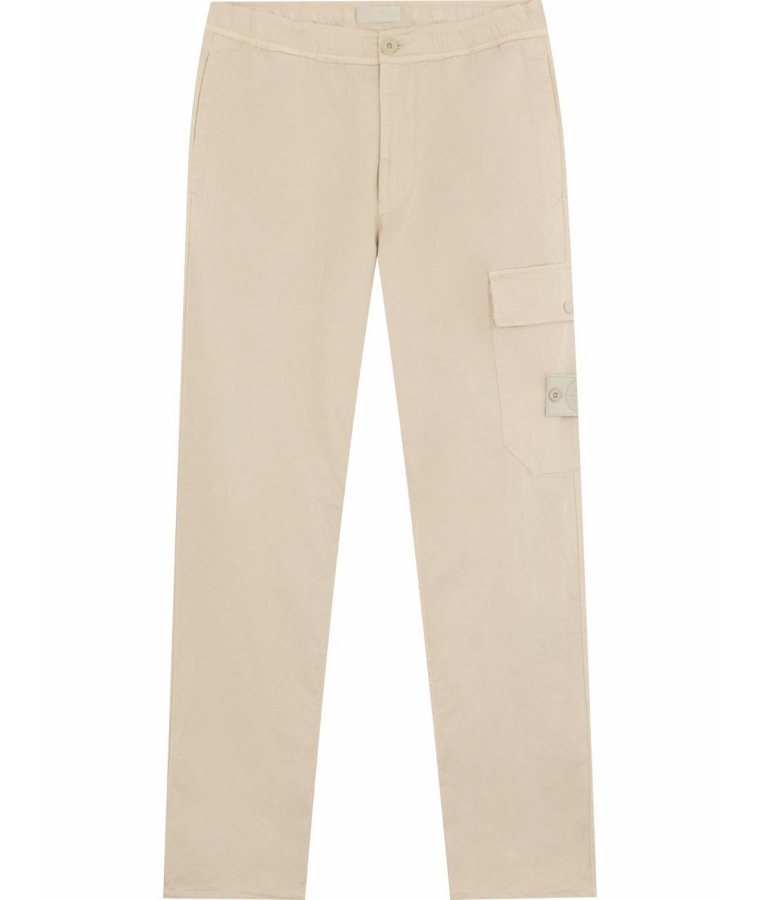 STONE ISLAND Бежевые хлопковые брюки чинос, фото 1