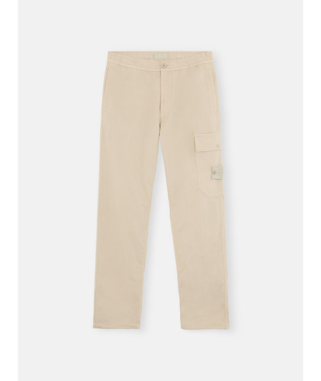 STONE ISLAND Бежевые хлопковые брюки чинос, фото 3