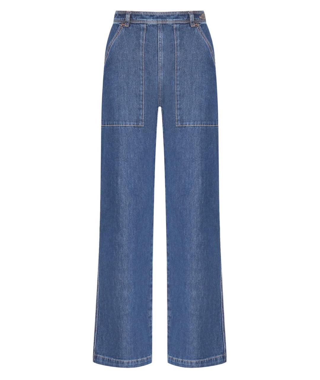 WEEKEND MAX MARA Синие хлопковые прямые джинсы, фото 1