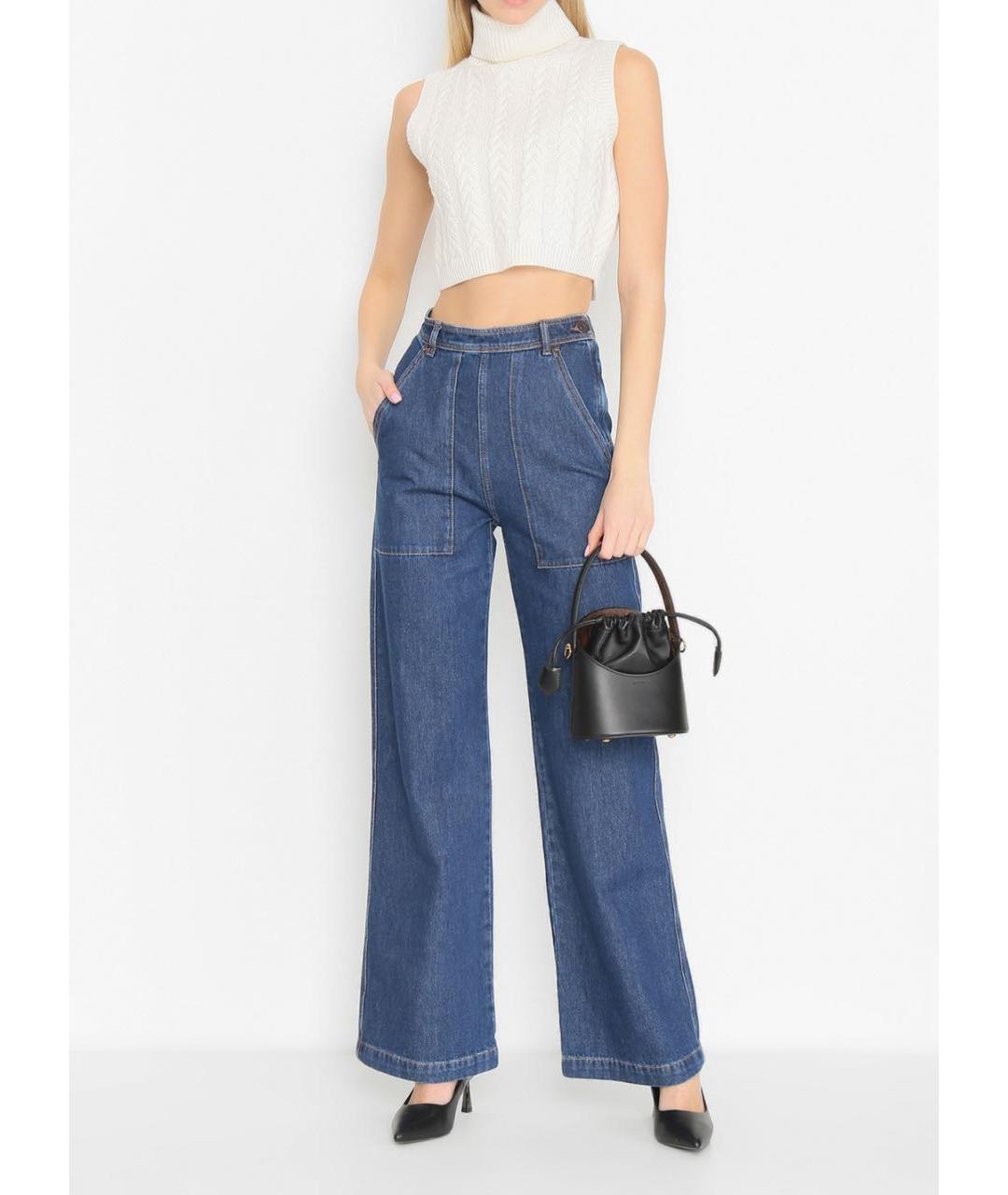 WEEKEND MAX MARA Синие хлопковые прямые джинсы, фото 6