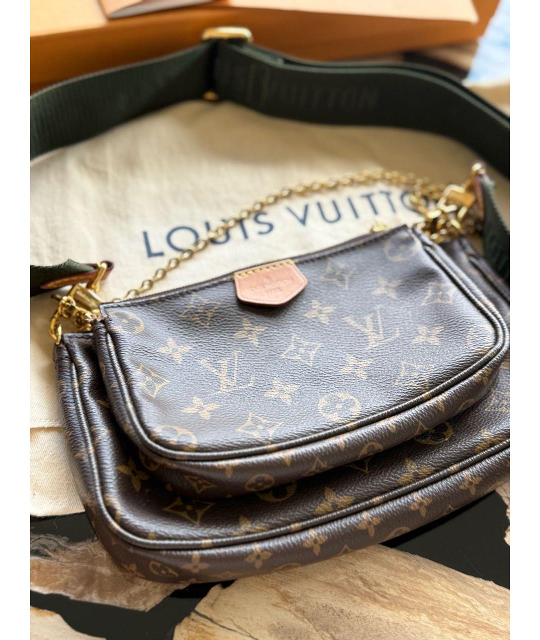 LOUIS VUITTON Коричневая кожаная сумка через плечо, фото 6