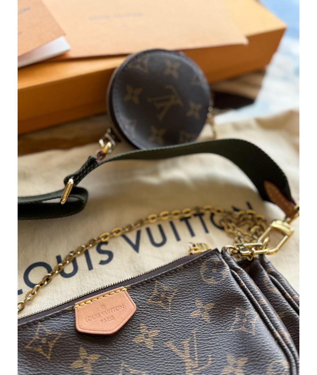 LOUIS VUITTON Коричневая кожаная сумка через плечо, фото 3