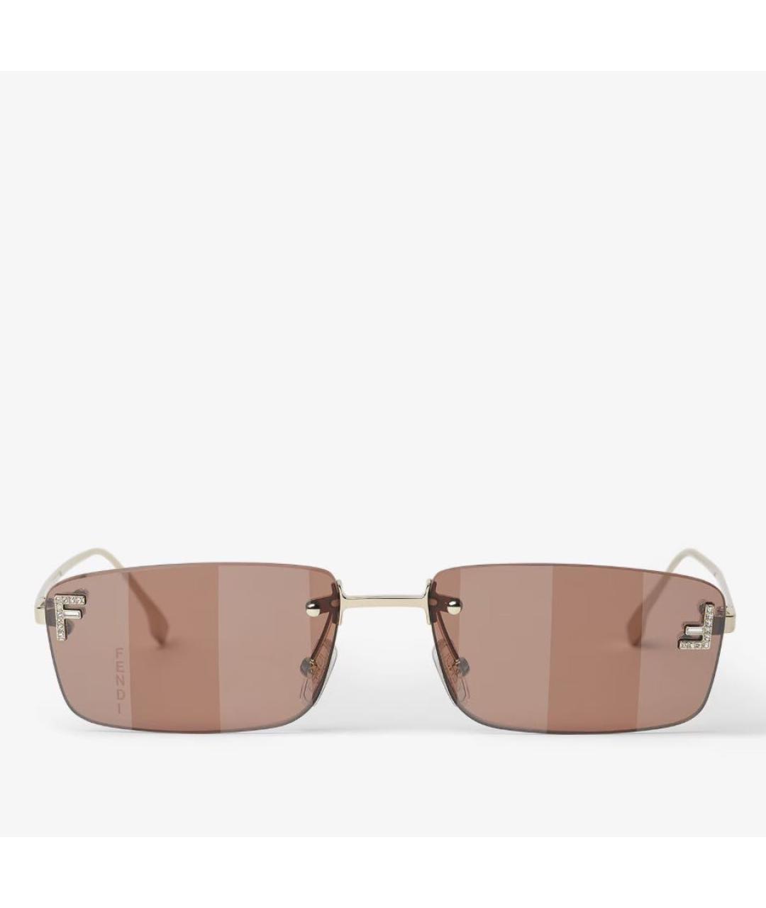 FENDI Золотые металлические солнцезащитные очки, фото 5