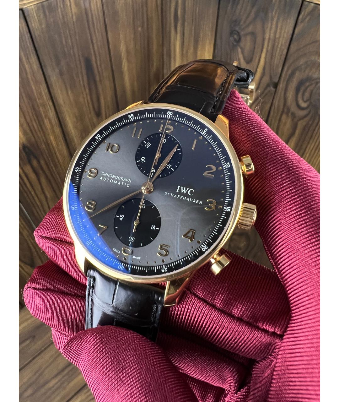 IWC Черные часы из розового золота, фото 6