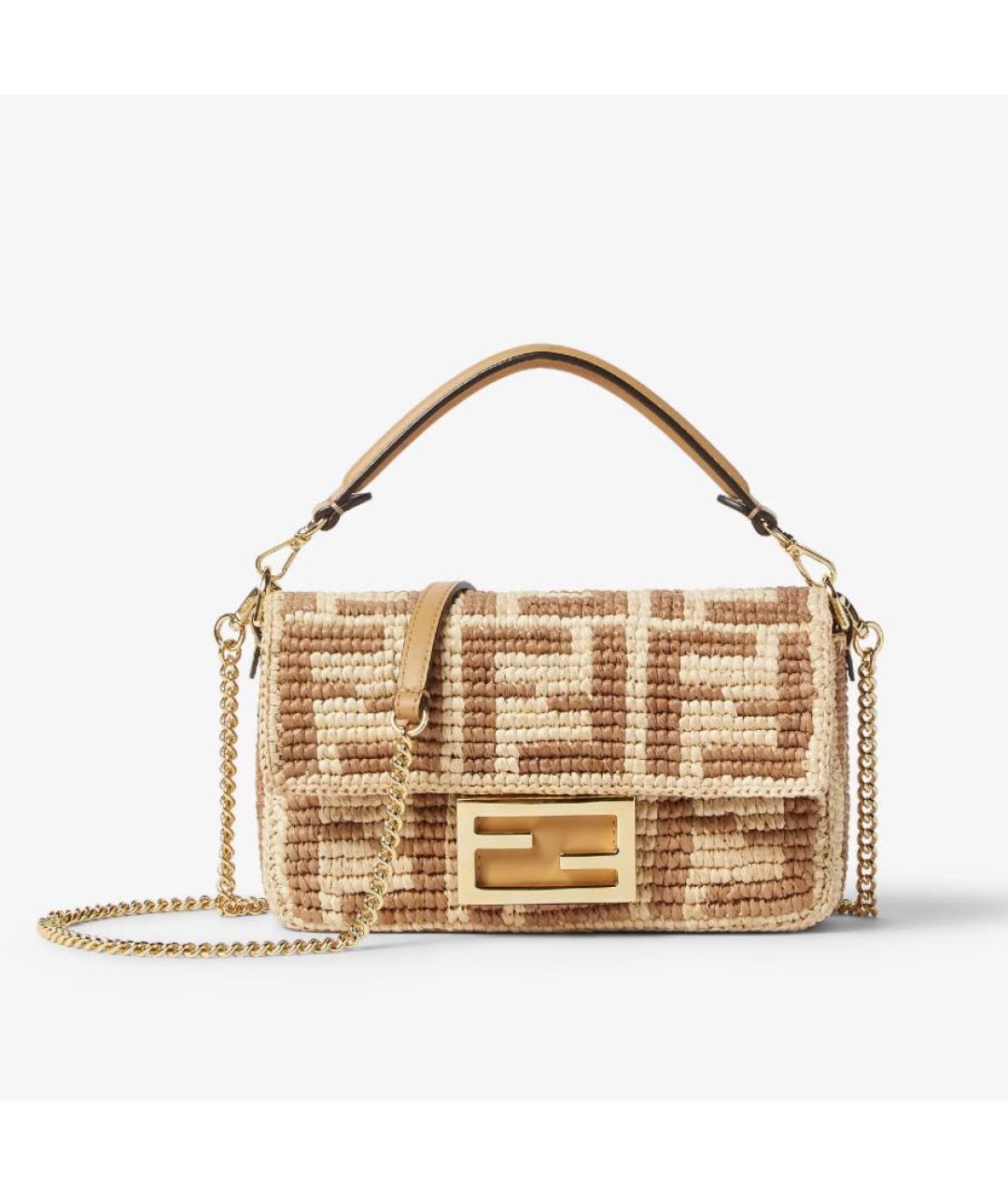 FENDI Бежевая пелетеная сумка через плечо, фото 6