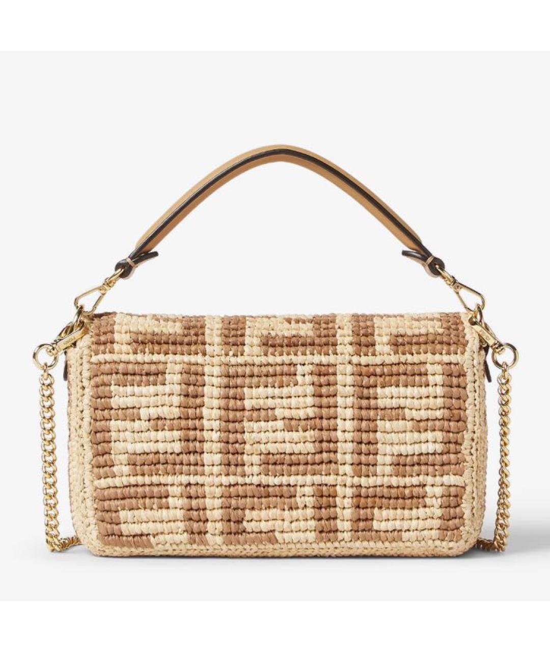 FENDI Бежевая пелетеная сумка через плечо, фото 4