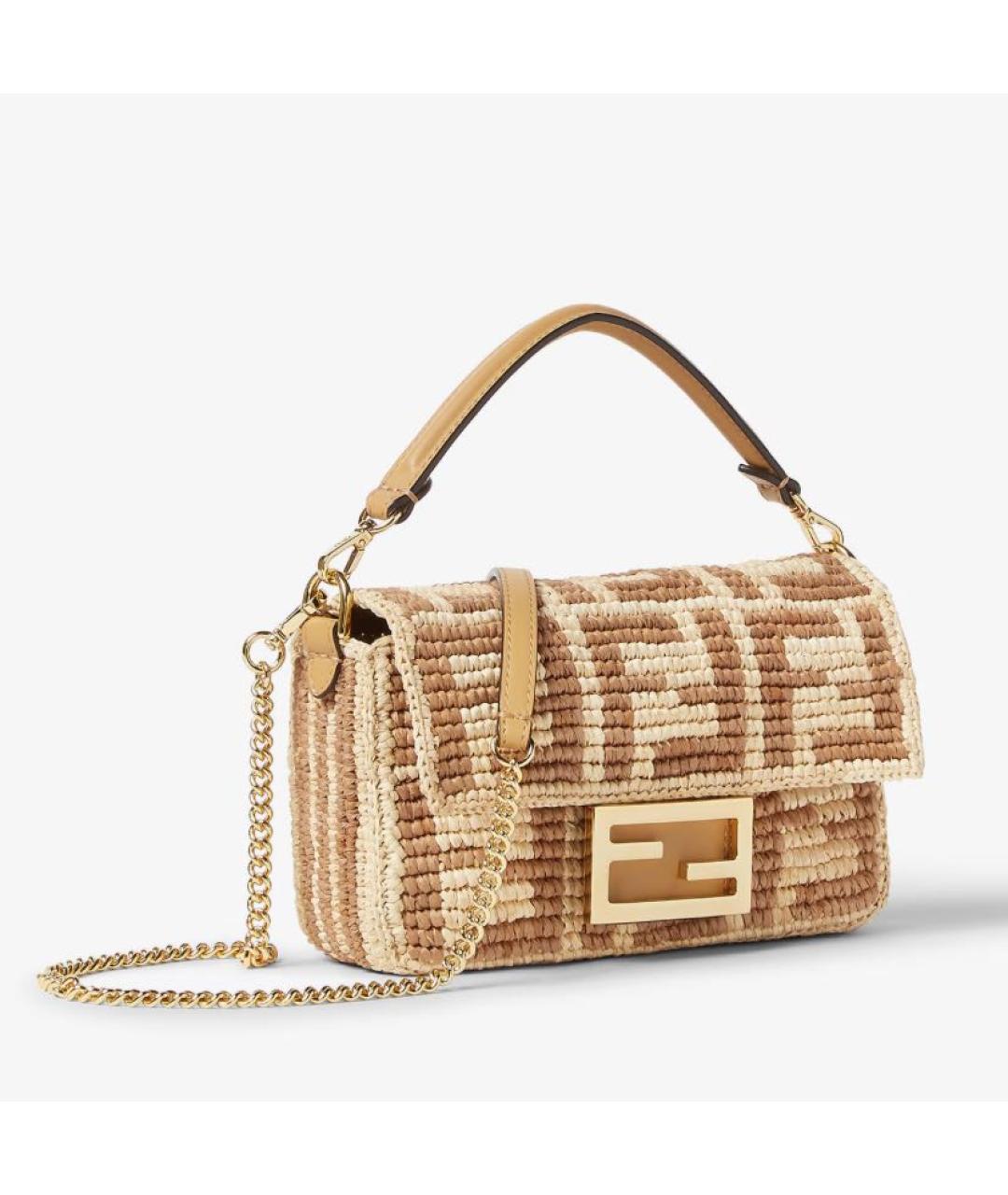 FENDI Бежевая пелетеная сумка через плечо, фото 3