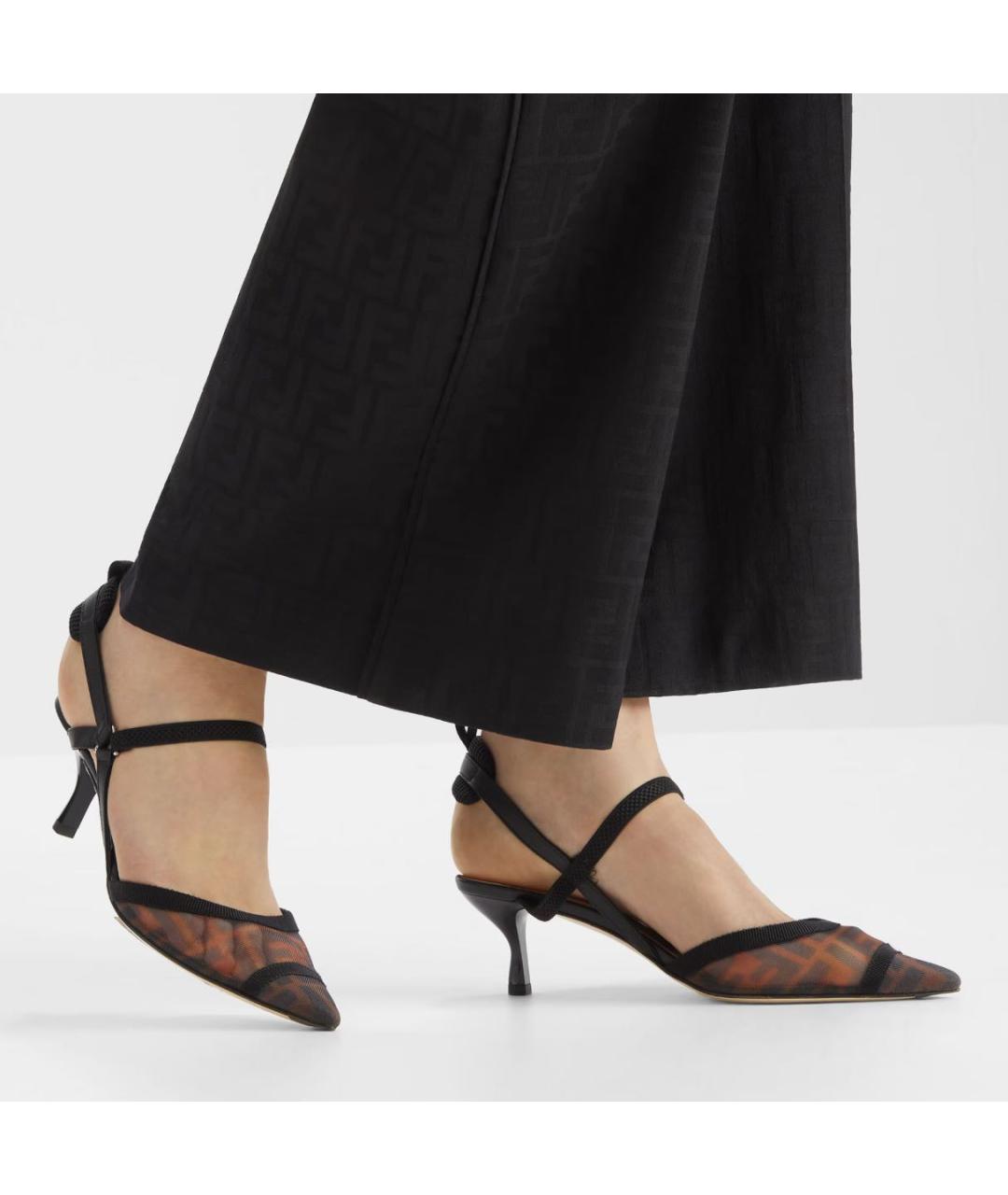 FENDI Черные текстильные туфли, фото 5