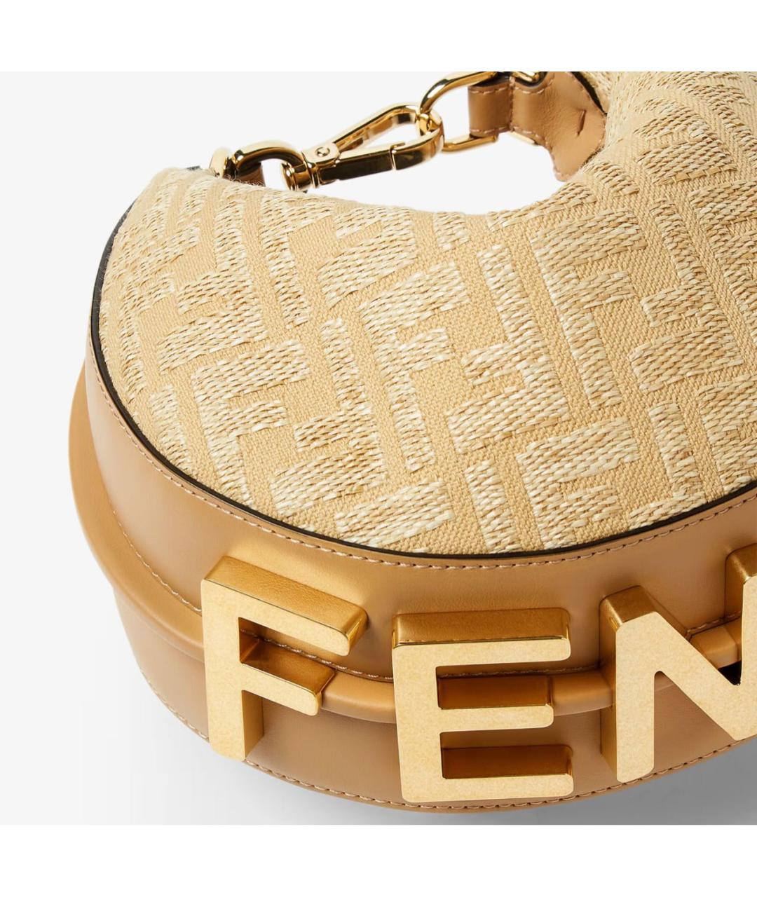 FENDI Бежевая жаккардовая сумка через плечо, фото 4