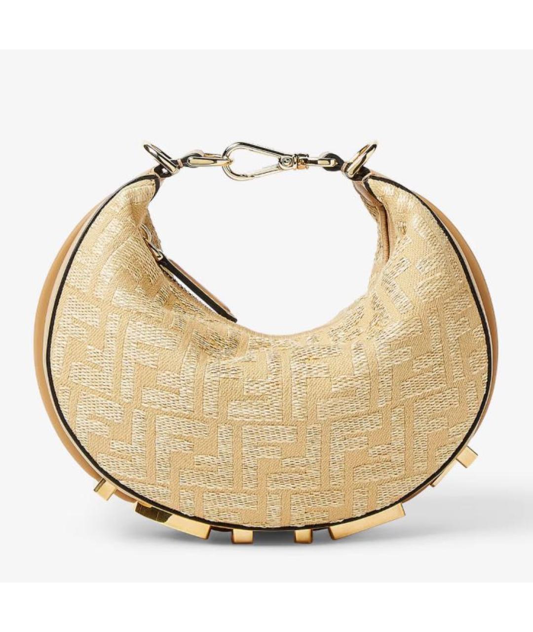 FENDI Бежевая жаккардовая сумка через плечо, фото 6